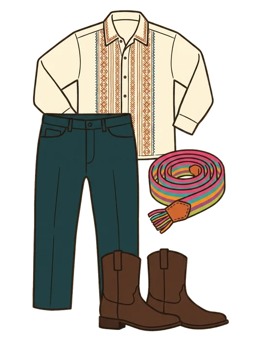 A colourful Mexican-inspired fiesta outfit laid out