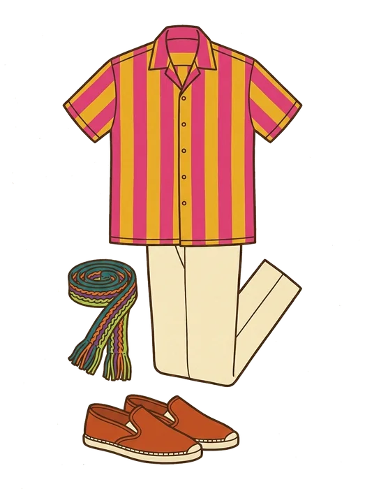A colourful Mexican-inspired fiesta outfit laid out
