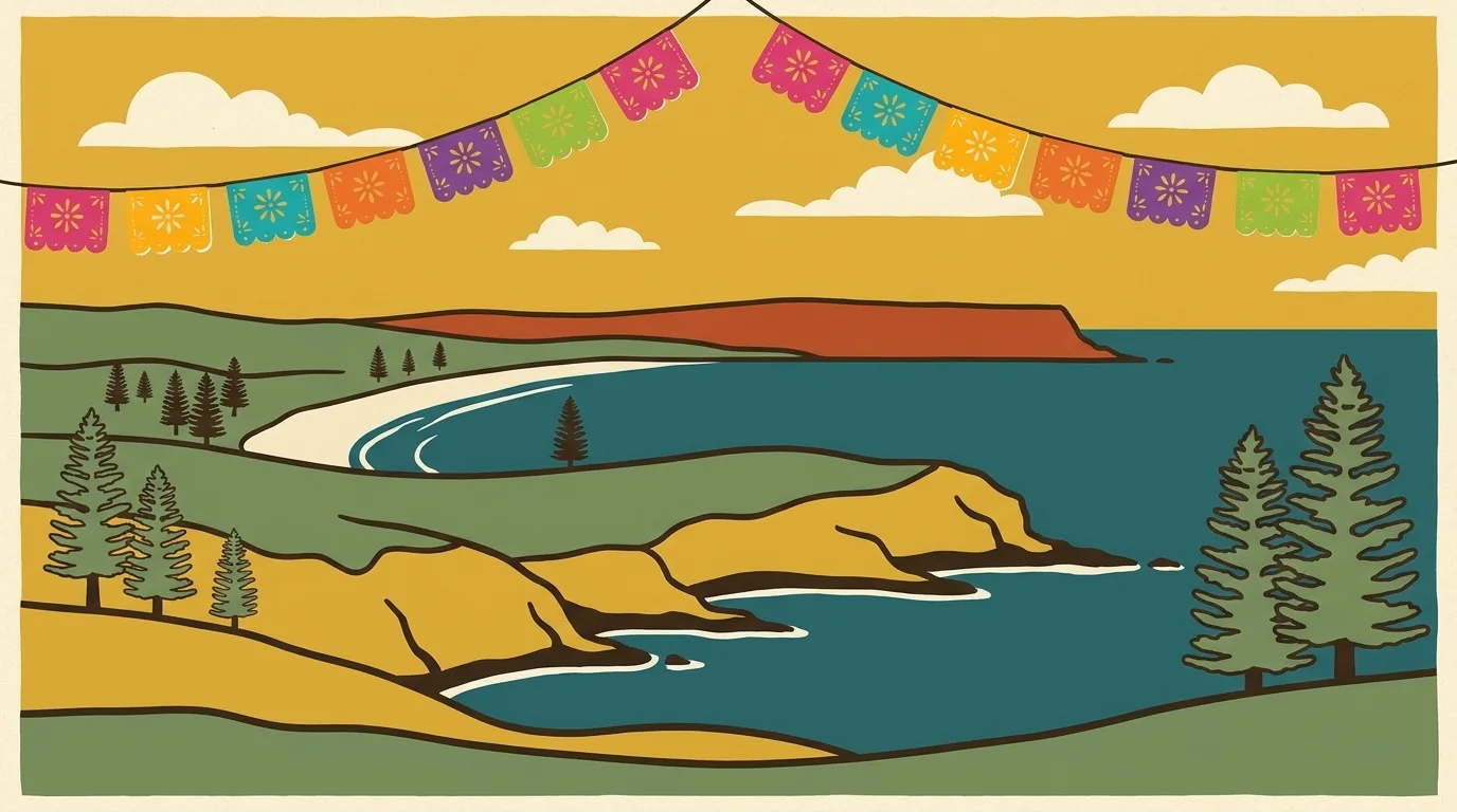 The Gerringong coastline under fiesta bunting