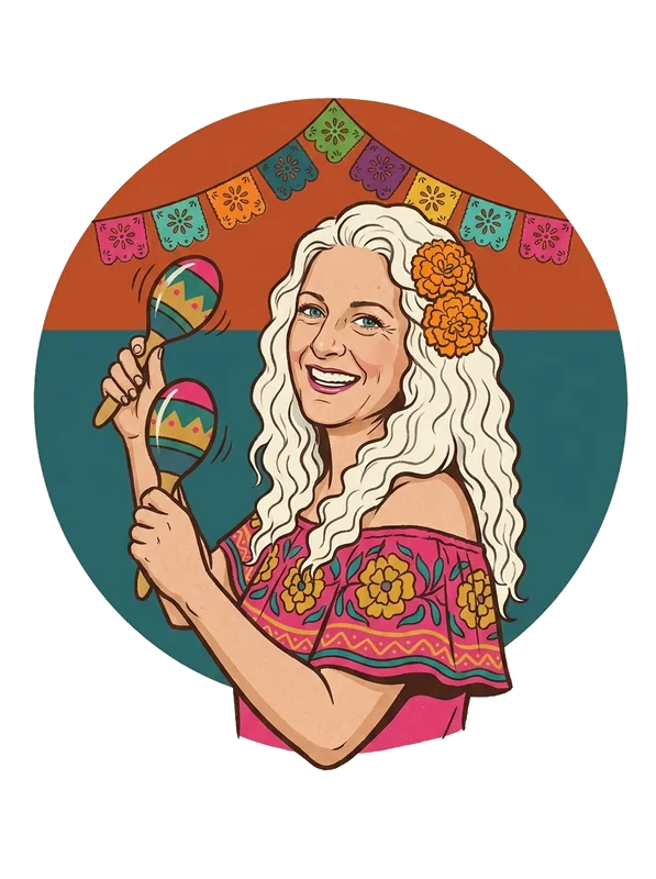 Kathy, host of the Gerringong Family Christmas, shaking maracas